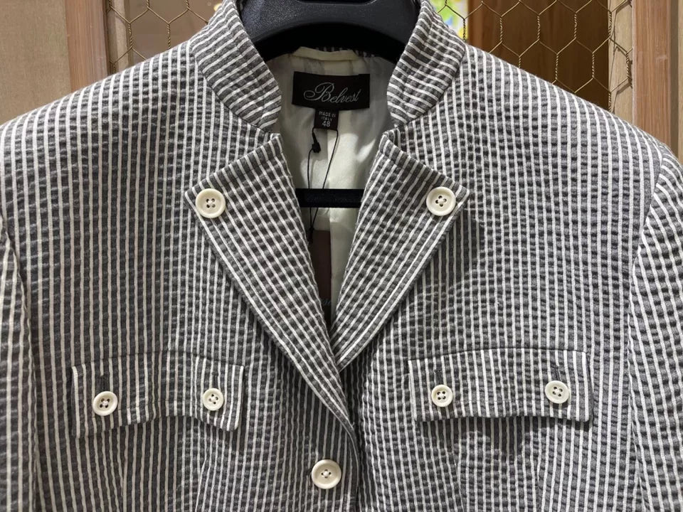 Ladies’ Belvest Gray & White Striped Jacket